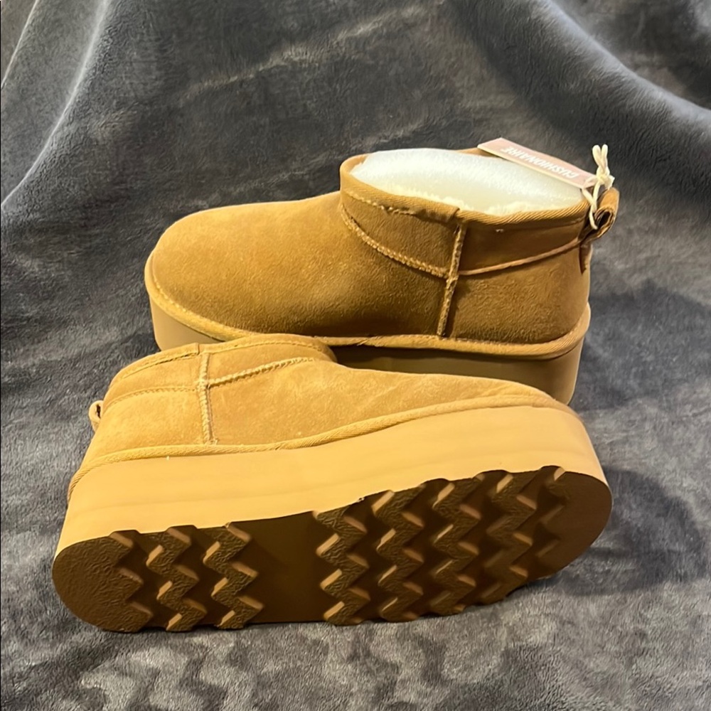 Cushionaire Hippie Tan Suede Platform Booties